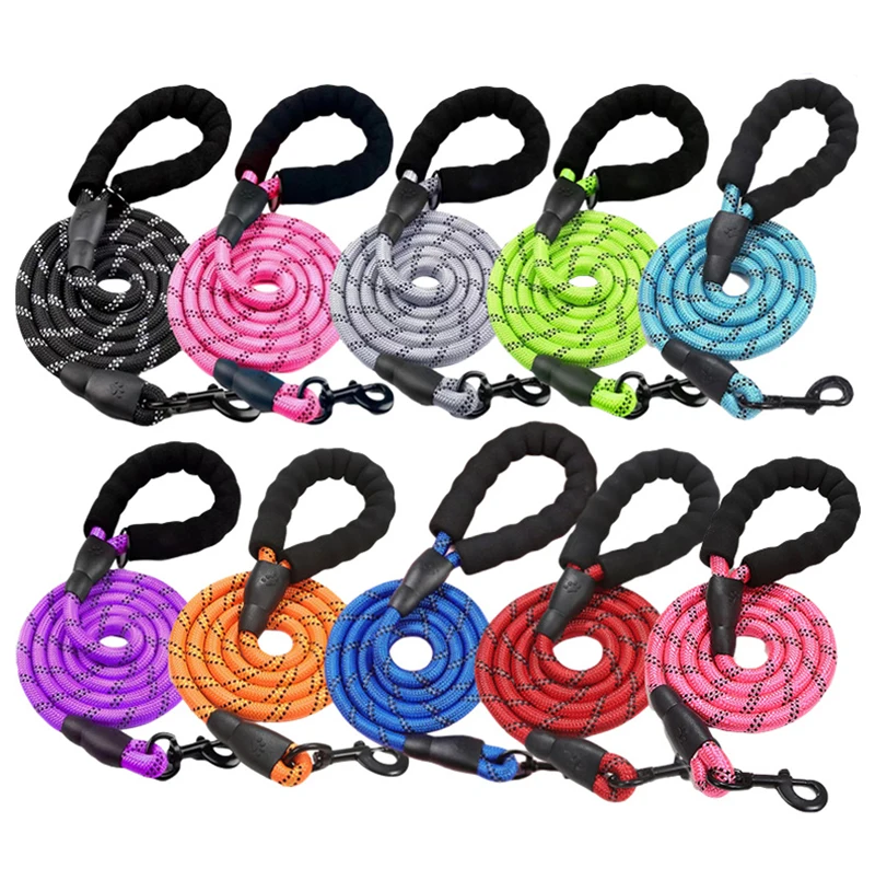 Wholesale Pet Dog Leash Comfortable EVA Handle Strong Small Medium Large Reflective Nylon Pet Dog Rope Leash for Dogs