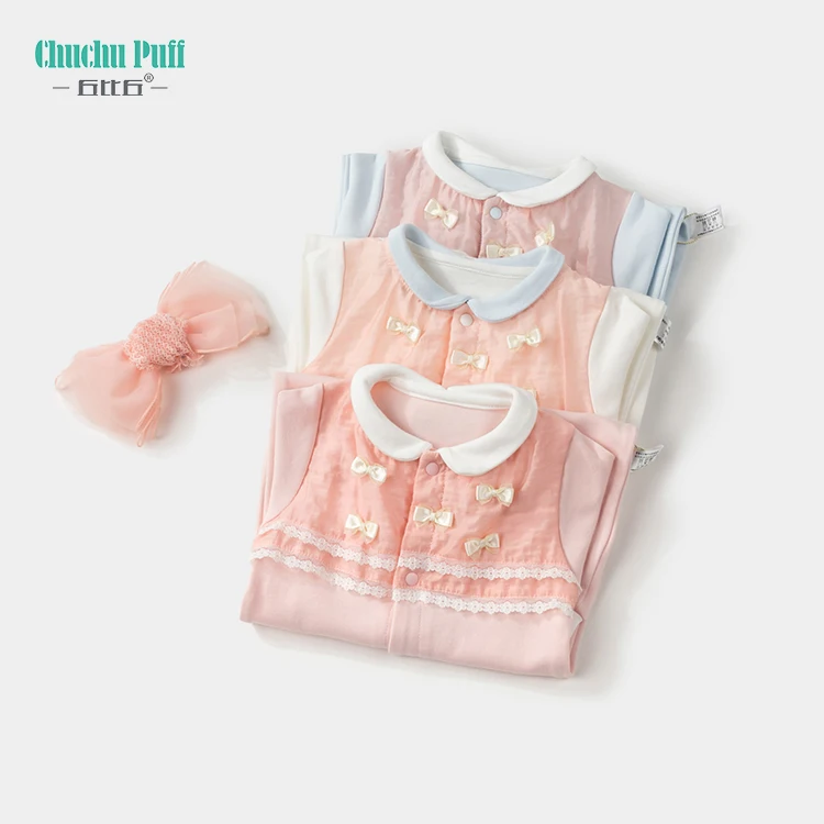 ChuchuPuff LOW MOQ OEM 100% cotton newborn clothes baby rompers set jumpsuit