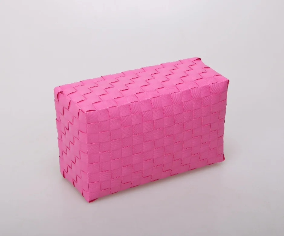 cute rectangular PP rattan plastic home woven storage basket