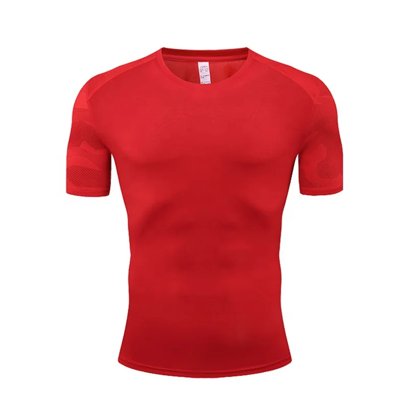 Gym Jogging Sports Shirts O-neck Breathable Quick-dry Workout Jersey Slim Fit Compression Men Hiking Running T-Shirts