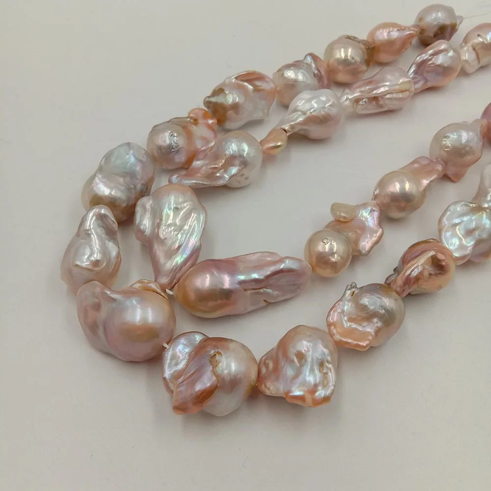 15-18 mm big baroque shape keshi pearl  loose freshwater pearl in strand . nature pink color