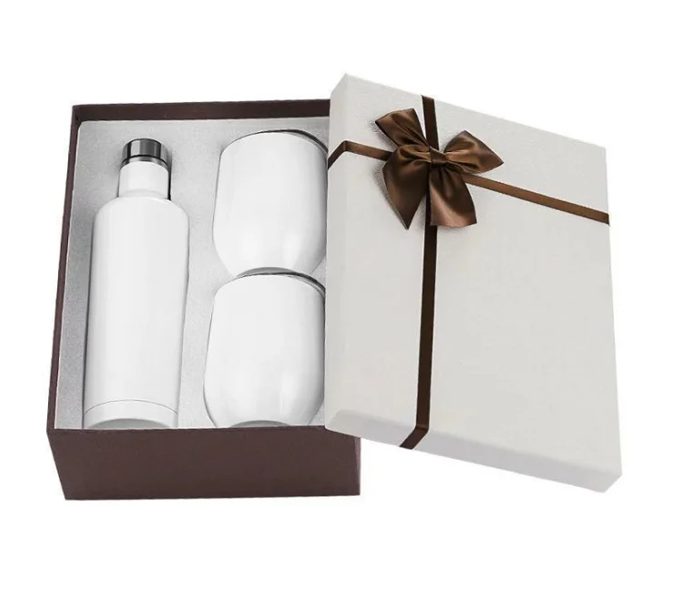 500ml 17oz Wholesale Custom Wine Tumbler set Stainless Steel Wine Bottle 12oz wine cup set with gift box