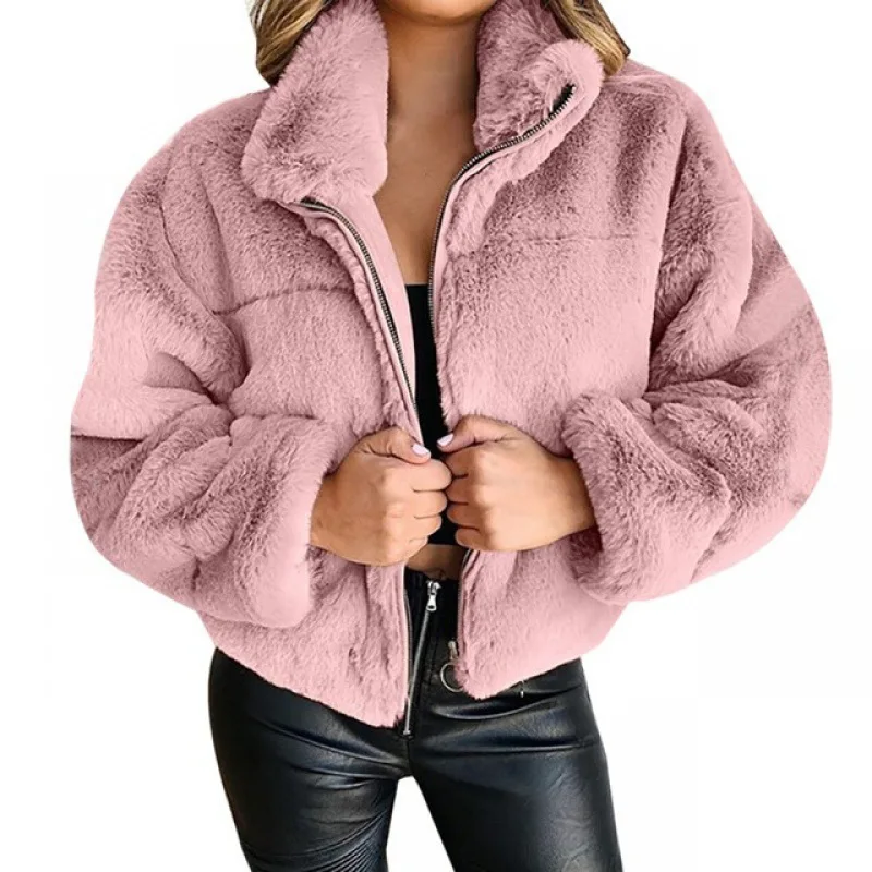 Spring Autumn Winter Plus Size Plush Jacket Coat Women Soft Faux Fur Coats Fashion Short Thick Coats for Ladies