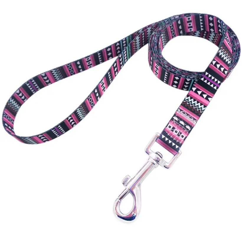 
New Product Nylon Dog Leash Printing Floral Pattern Colorful Puppy Small Medium Large Dogs 