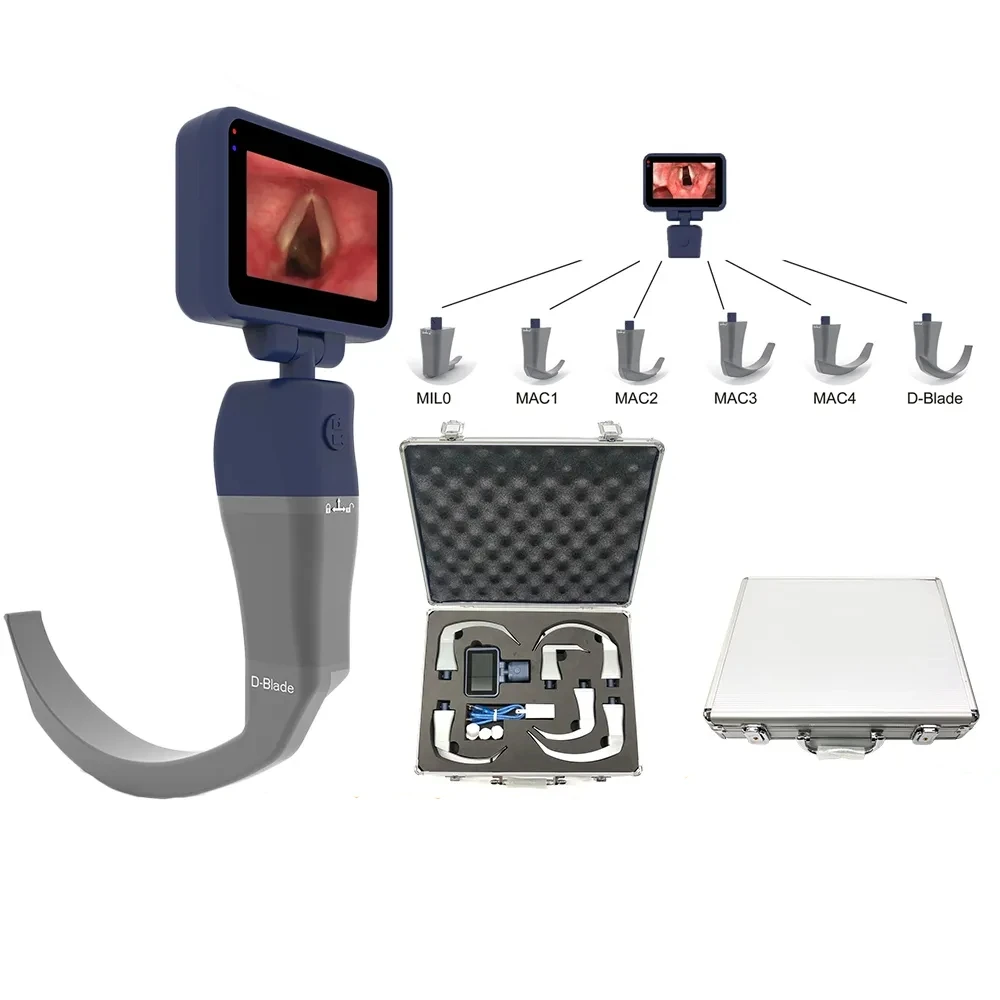 Апгрейд 3 2 дюймов сенсорный экран Анестезия горла инструмент для обнаружения повторяющийся интубационный видео ларингоскоп с 7 нержавеющими лезвиями