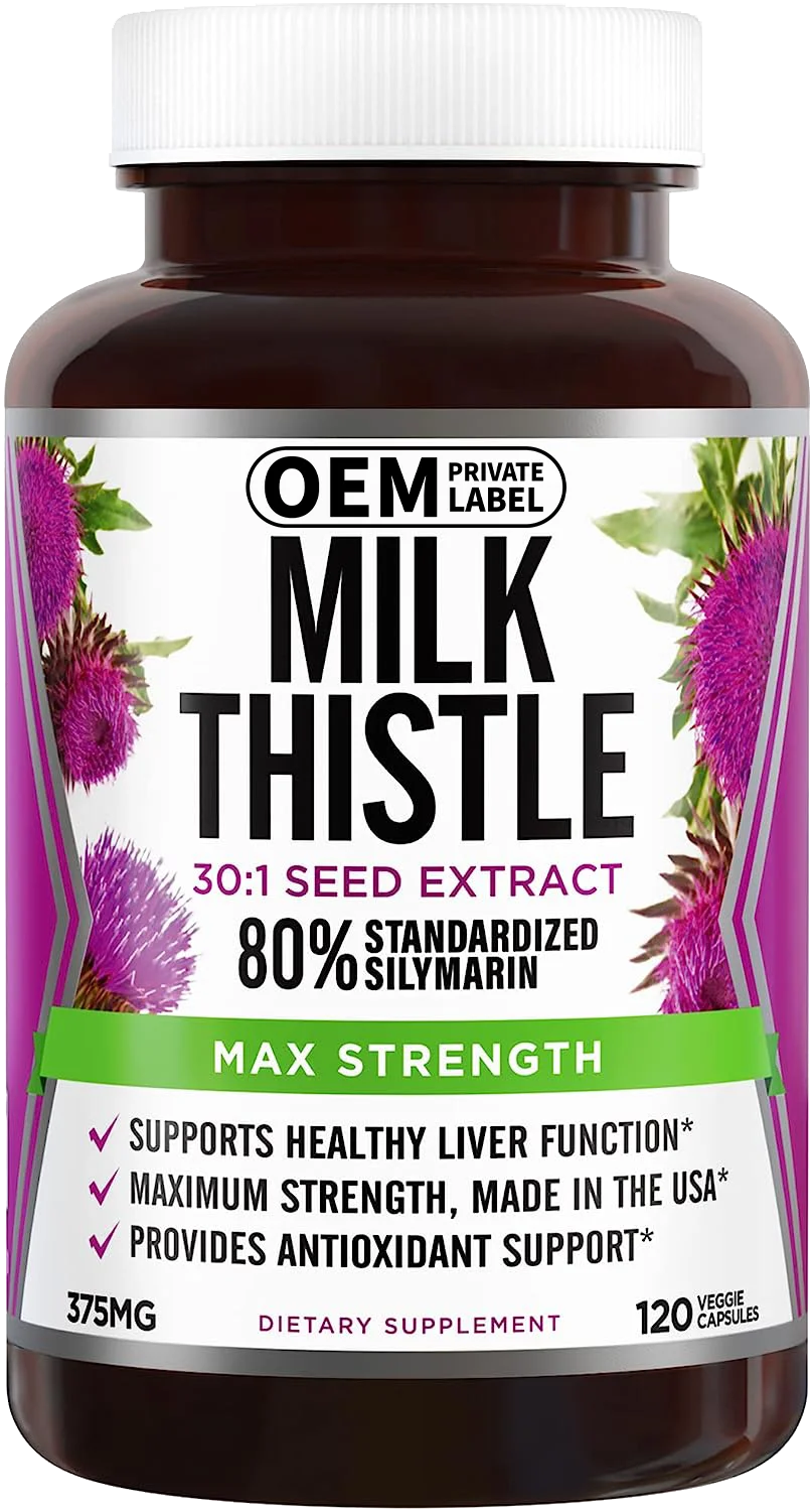 Private Label Cleanse Detox Capsule Herbal Milk Thistle Capsules Seed Extract for Liver Health & Antioxidant Support