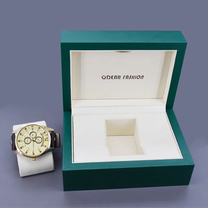 Роскошный высококачественный индивидуальный логотип зеленая искусственная кожа картон подарочная упаковка одинарная коробка для