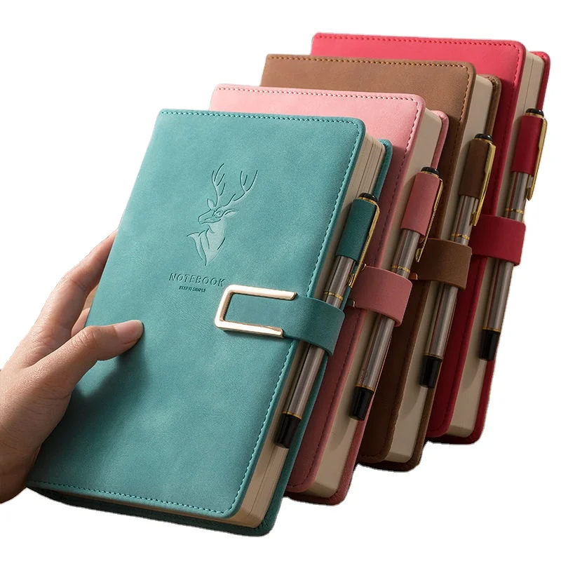 2023 Embossed Logo Office School A5  Leather HardCover Notebook with Round Corner  Customizable Bulk  Leather Bound Cover Custom