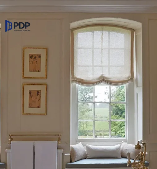 Contemporary Single Hung Vertical Window Energy Saving Aluminium Alloy Steel Frame Manually Lift Sliding Folding Popular Design