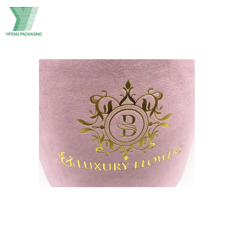 China Manufacture Wholesale Custom Luxury flower gift packaging round velvet hat box paper flower gift box