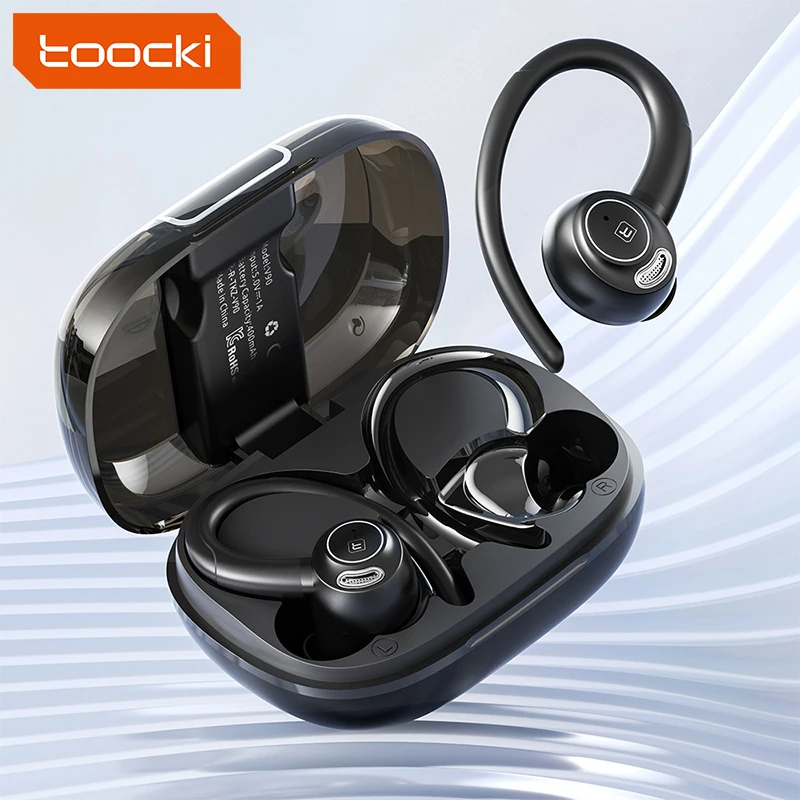 Toocki TWS Earbuds Surround Sound OWS Open Ear Headphones HD LED Display Stereo Sport Headset True Wireless On-Ear