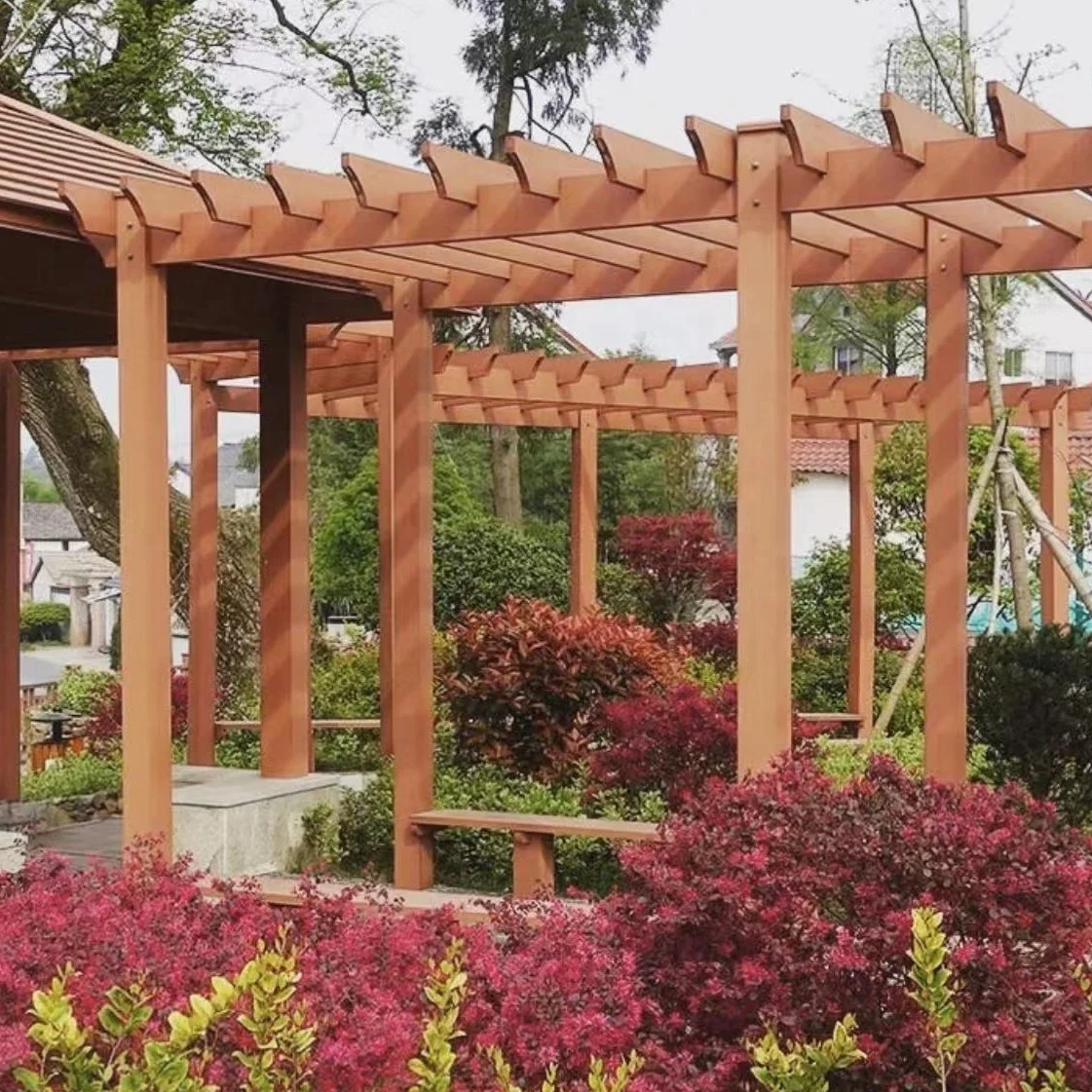 Устойчивый к коррозии уникальный дизайн wpc pergola индивидуальный Простая установка Индивидуальный размер