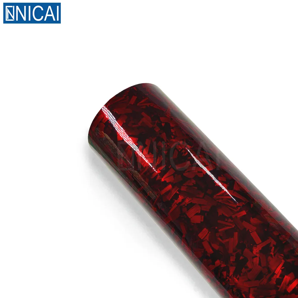 NICAI Factory Glossy Forged Red Carbon Fiber Super Black Car Wrap Sticker Fabric Vinyl Wrap Roll Film Vinyls for Cars Wrapping