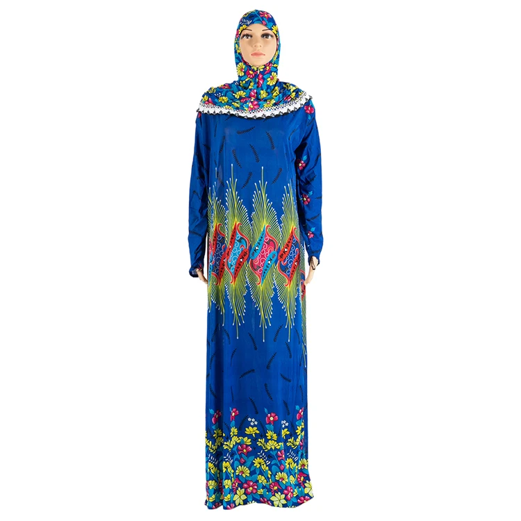 New Pattern Design Abaya Muslim Women Dresses Prayer Floral Print Robe With Hijab Jilbab Abaya Islamic Dress