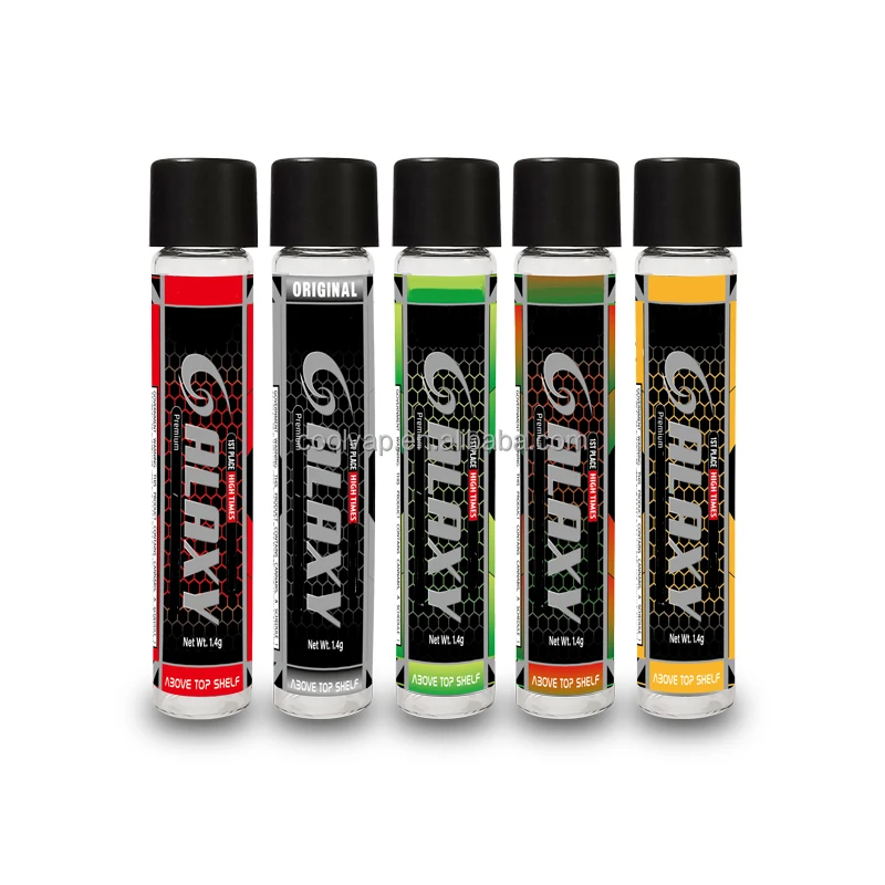 Customized stickers King Size Glass test tube children resistant clear tube for pre roll