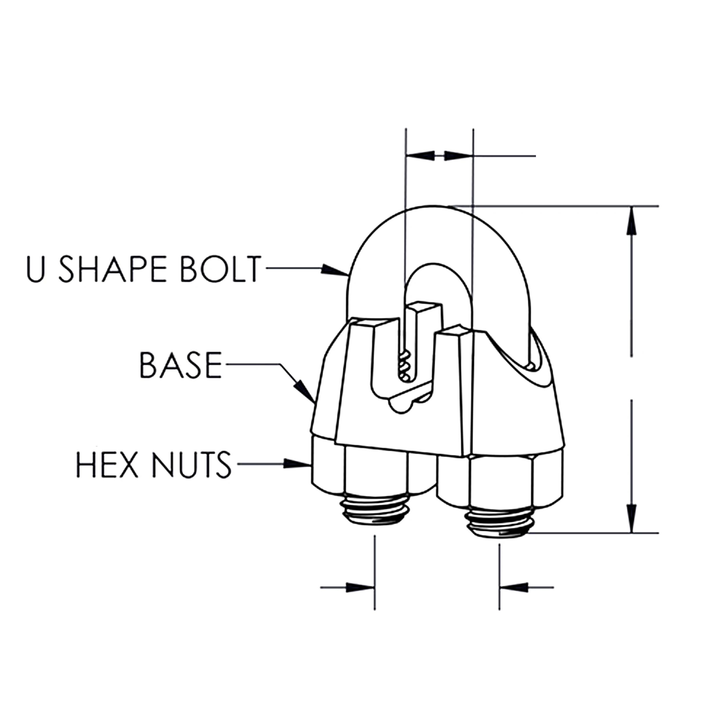Customized Malleable Steel Wire Rope Clips DIN 741 Cable Clamp with Hot Dip Galvanizing Finish Zinc Coated