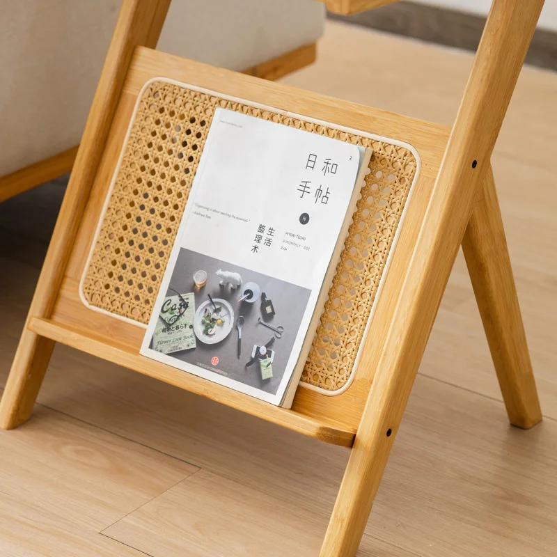 Sofa side rattan woven coffee table glass bedside table corner small luxurious bamboo table