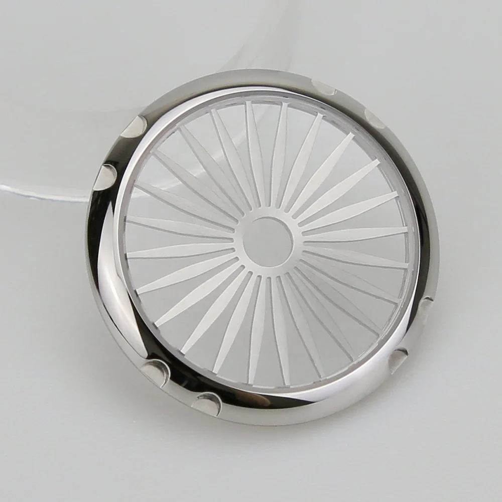 Модный тонкий чехол из нержавеющей стали 316L 10ATM Sunray с сапфировым стеклом и радиальными полосами 007