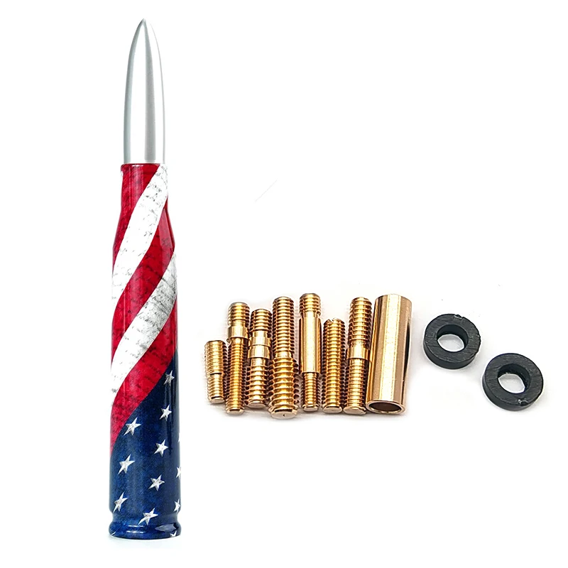 Car Truck 50 Cal Bullet Antenna American Flag Design Antenna Aluminium Billet Automotive Decorative Antennas
