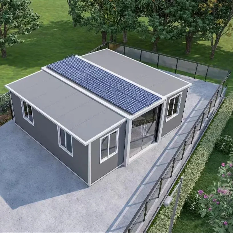 Luxury Prefab Modular Grey 40ft Expandable Container House Office Prefab Expandable Mobile Home With Toilet Bathroom Kitchen