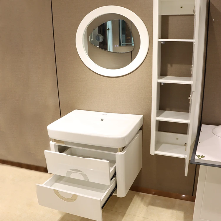 SONSILL  wholesale simple bathroom cabinet set Moroccan white bathroom vanity pvc combined type bathroom vanity light fixtures