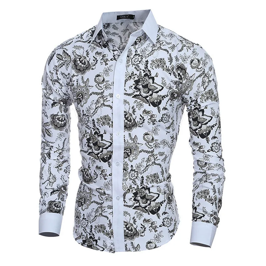 Printing Casual Slim Fit Hawaiian Shirts Men Flower Long Sleeve Full Summer OEM Service Adults Floral Fashionable Cotton Shirt