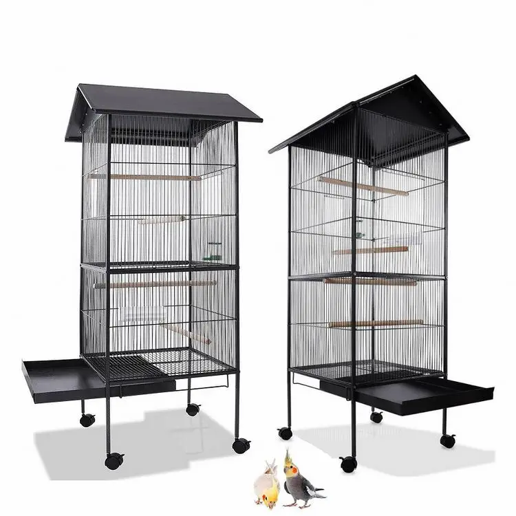 Top Roof Metal Breeding Bird Cage Parrot Cage Big Bird Aviary