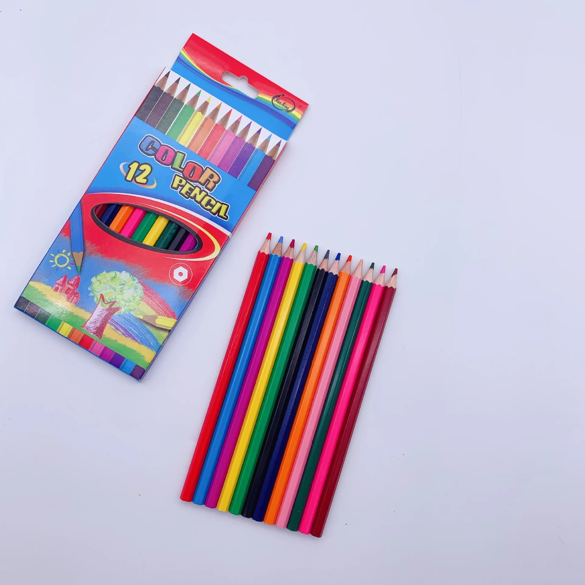 Pencil Set Wooden Color Lead Customizable 17.5cm Spot Wholesale 12 Color Customized Logo Wood 1-4c Printing Multiple Colour 5pcs
