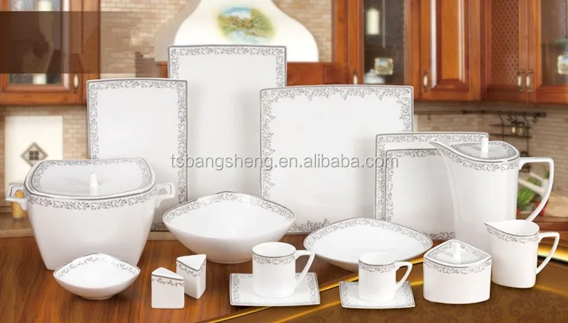 66pcs bone china dinnerware sets Cheap price wholesale home or hotel Luxurious Design dinner set bowls plates
