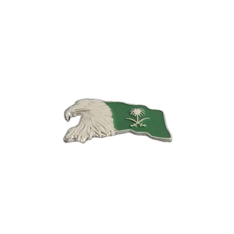 
custom metal hard enamel Saudi Arabia flag and eagle pin with magnets at back 