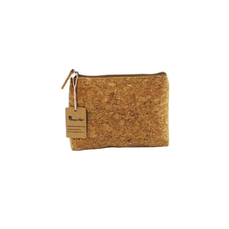 Wallet Woman Fabric Eco Punching Fiber and Purse Green Field Luxury Cork Cosmetic Bag Makeup Organizer Fashion BSCI Natural Cork