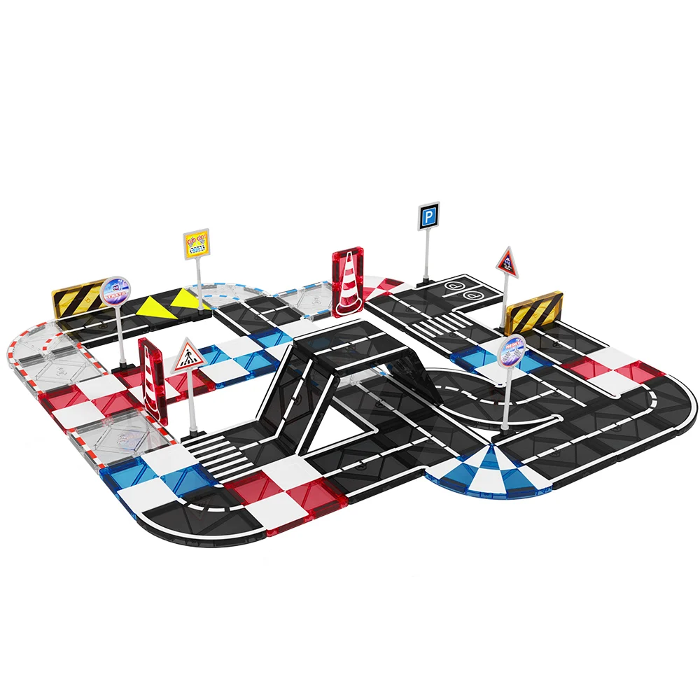 Juego de pista carreras Azulejos magnéticos bloques construction juguetes educativos bolas canicas