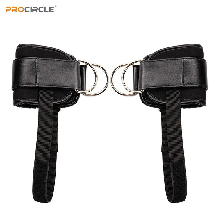 WA-F2032 Cable Machine Glutes Exercises Ankle Straps D-Ring Adjustable Ankle Wrist Cuffs with Neoprene Padded Straps