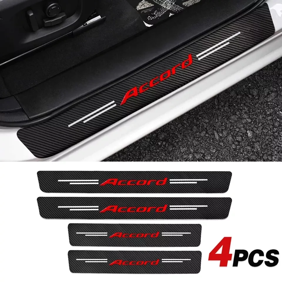 Car Door Sill Scuff Plate Decor Carbon Fiber Sticker For Honda Accord 10 9 8 7 2003 2004 2005 2006 2007 2008 2009 2010 2011