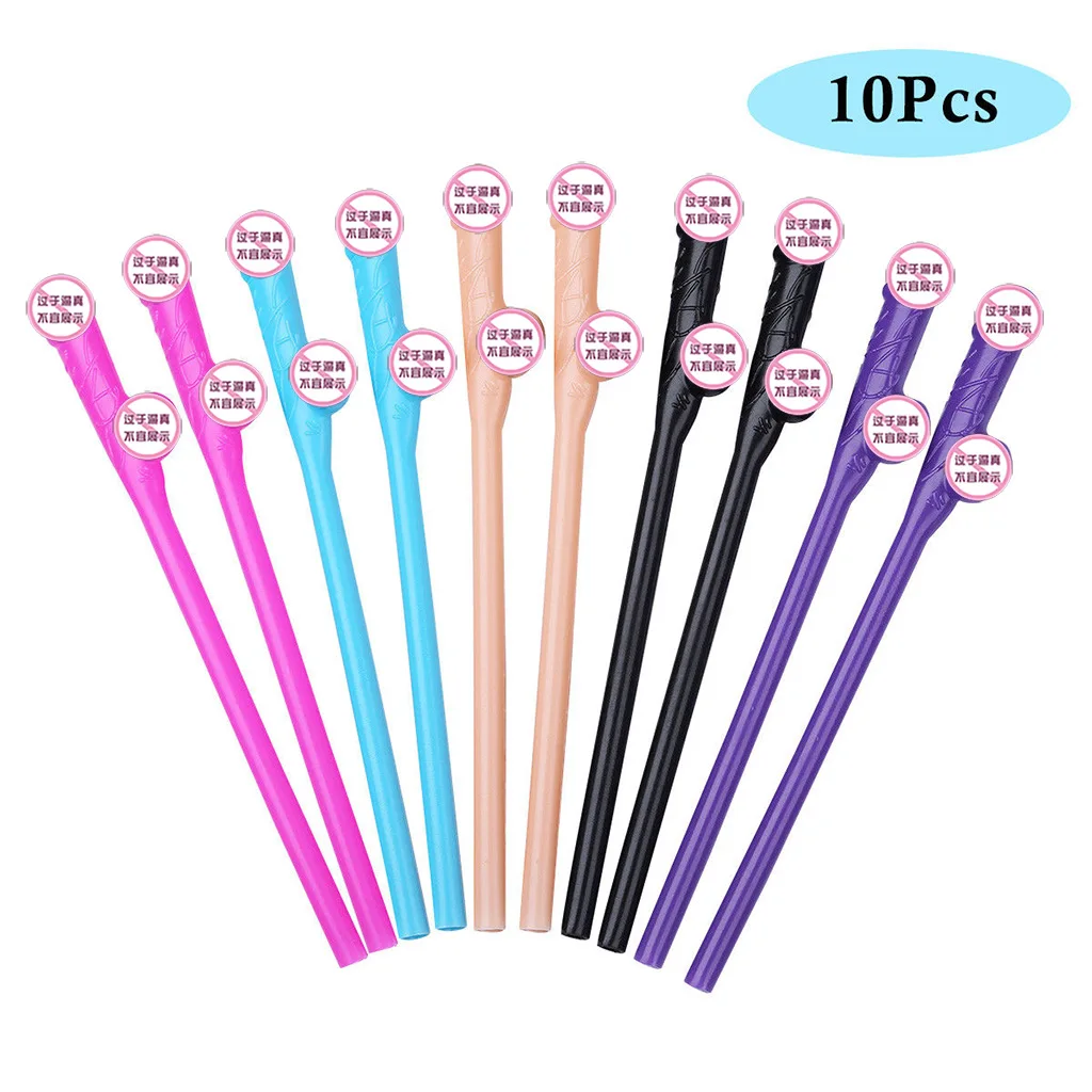 Colorful party Supplies Bachelor Party Bridal Shower Sexy Straw Multi-Colored Straw Creative Penis Shape Straw