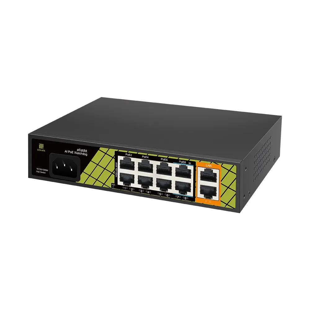 8 Port Power over Ethernet Switch  with BT Port and AI Watchdog