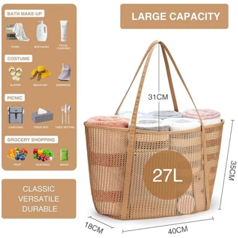 Оптовая продажа женские сумки-тоут из нейлоновой сетки летние пляжные сумки для купания хранения одежды модные большой вместимости