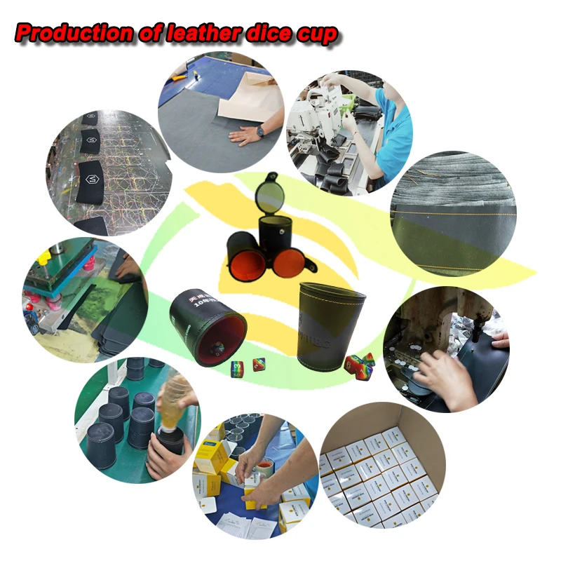 Factory Dice Cup Promotional Gift for KTV,Bar,Party Game Customized Logo PU/Vegan Leather Toy Cup Shaker with Dice Cup Tray Set