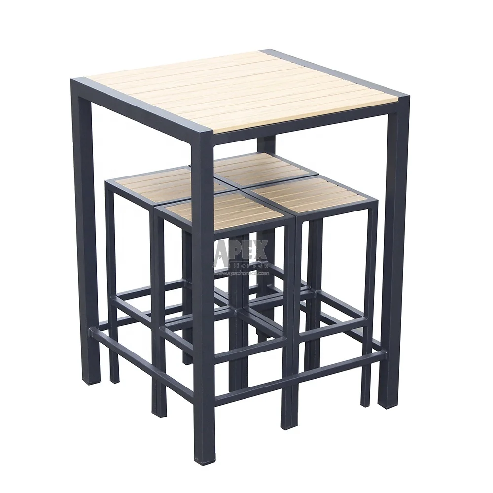 High Industrial Bar Dining Table Set Tall Counter Height Bar Table with 4 Bar Stools