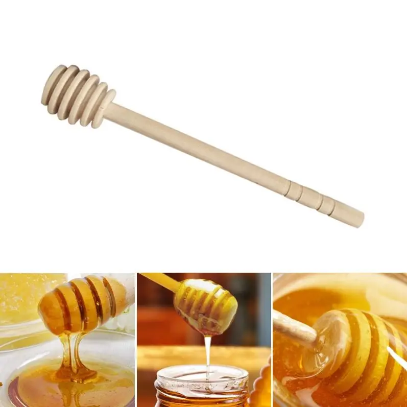 Wholesale 1pc Practical Long Handled Wooden Honey Spoon Mixing Dipper Stick For Jar Supplies Kitchen