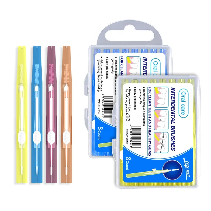 ISO Approved Customized I Shaped Gum Care Plastic Teeth Clean Pick Dental Toothpick Interdental Brushes