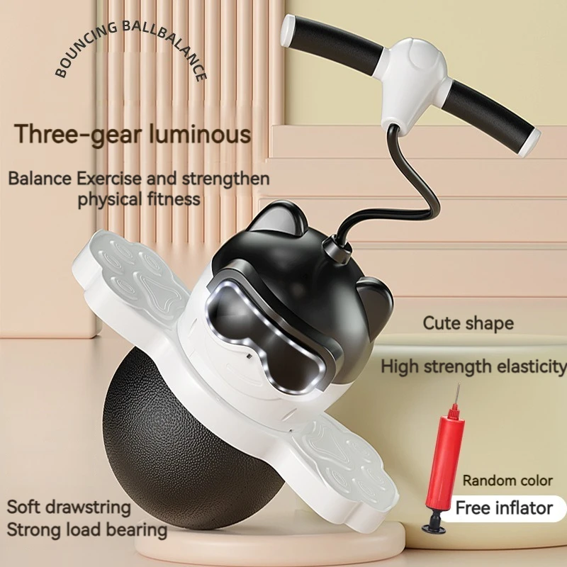 Wholesale mute pink color inflatable balance led light 3 gear flashing ball jumping bouncing ball for kids