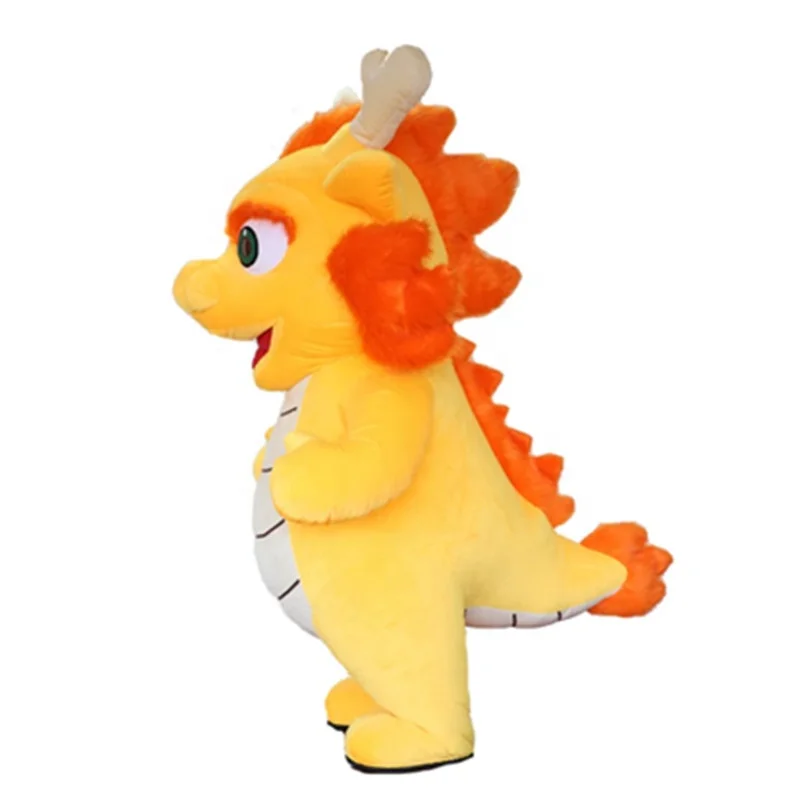 2m/2.6m Inflatable Furry Dragon Mascot Adult Costume Blow Up Walking Mascot Suit for New Year Entertainments