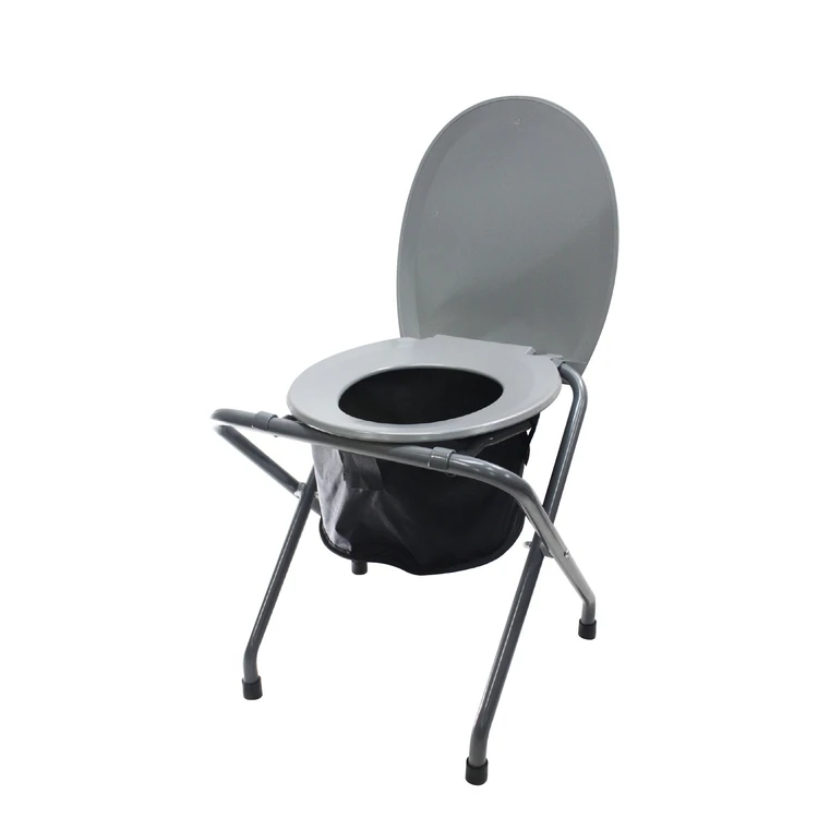 Outdoor Activity Accessories Portable Folding Camping Emergency Toilet Chair With Backrest