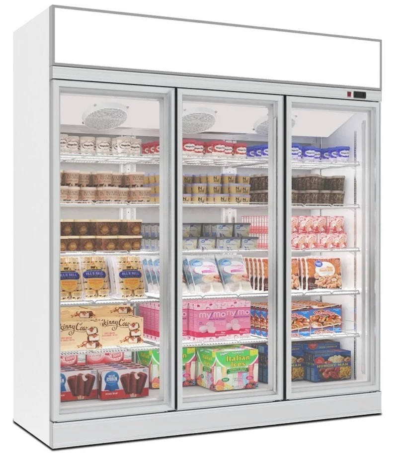 Glass Double Door Refrigerator Commercial Vertical Display Showcase Supermarket Freezer