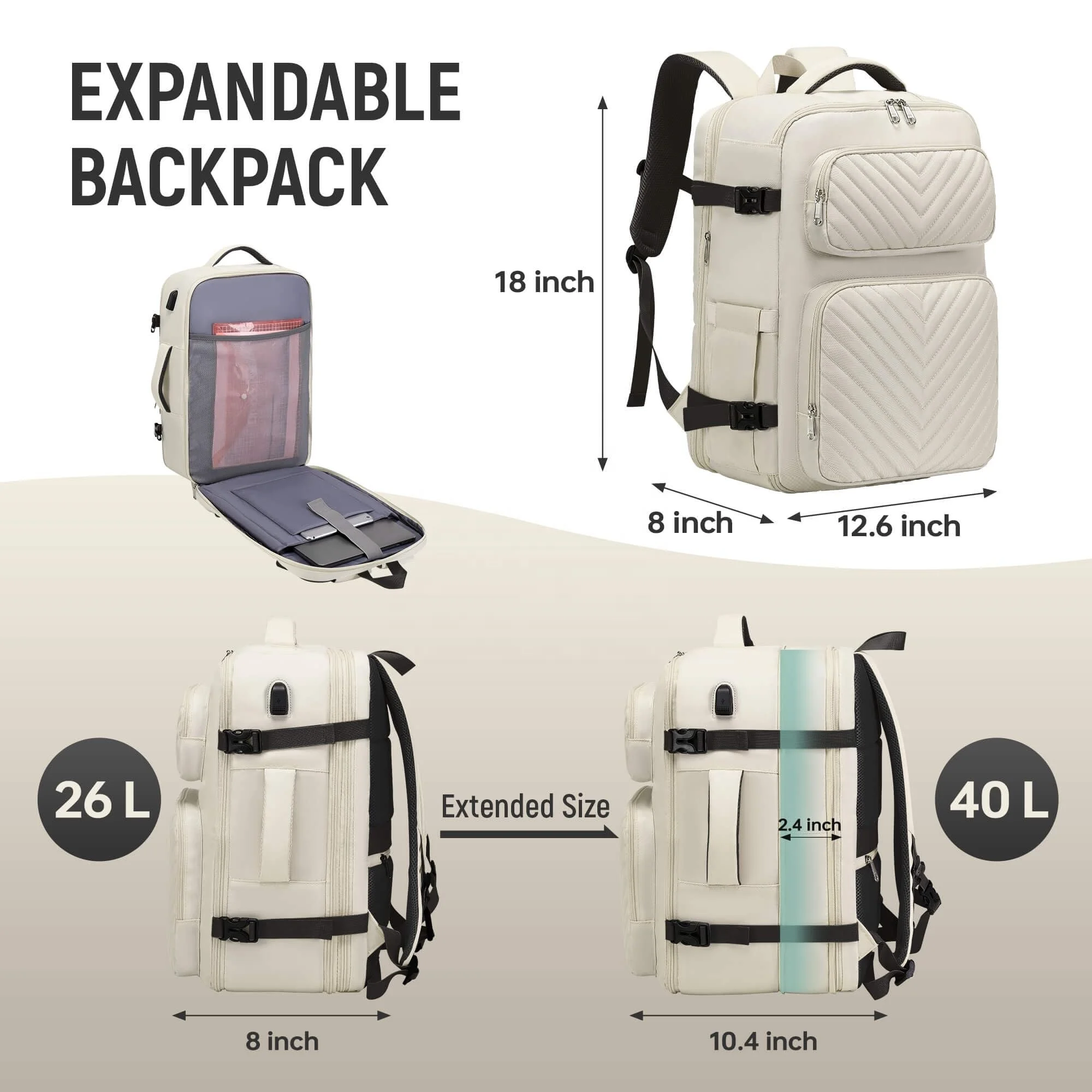 Custom Stylish Flight Extra Large Travel Luggage Backpack With Toiletry Bag Carry On Bag Fits 17.3 Inch Laptop