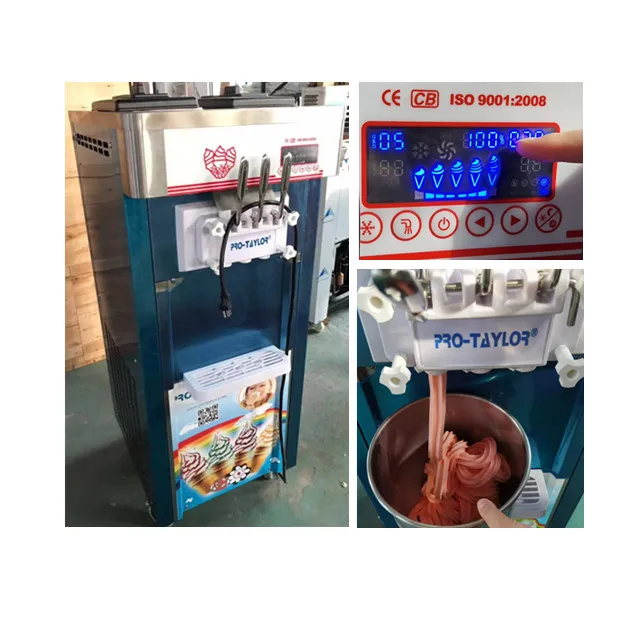 Standing model commercial frozen yogurt makin3 Flavours Vertical Ice Cream Maker Commercial Cone Softy Ice Cream Frozeng machine