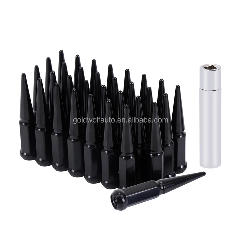 32+1 14x2 black wheel nut cone seat spike lug nut