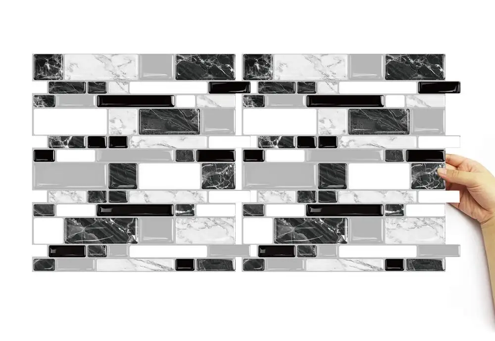 Black and White Adhesive Wall Tile Brick Wall Sticker