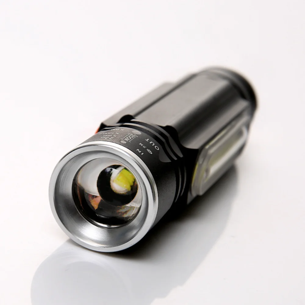 Flashlight Telescopic Focusing with Magnet Working Lamp Auto Repair Lamp T6+COB Strong Light USB Rechargeable